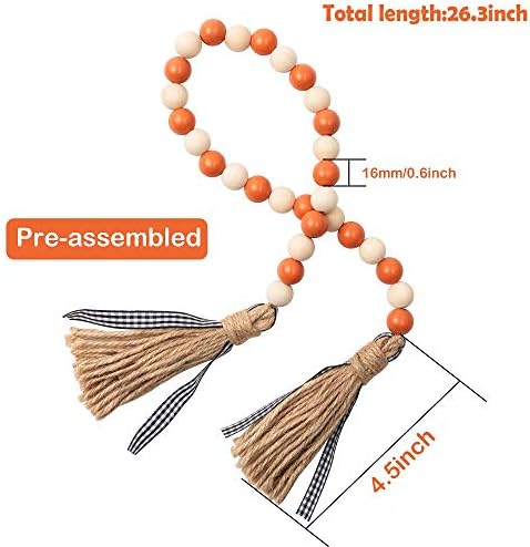 R HORSE Wood Bead Tassel Garland Wall Decoration