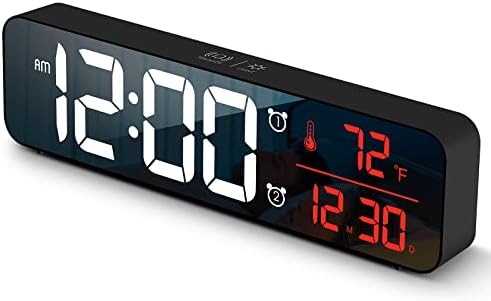 Large Digital Wall Clock with Alarm and Temperature Display
