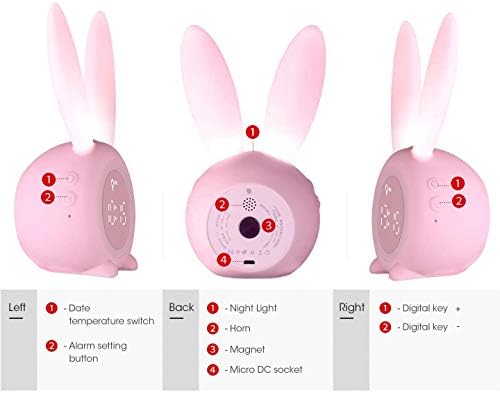 KDtech Kids Alarm Clock with Night Light and 6 Ringtones