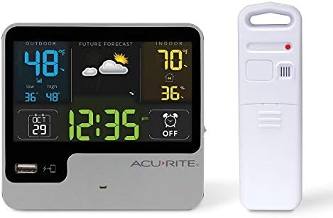 AcuRite Alarm Clock with USB Charger and Weather Forecast