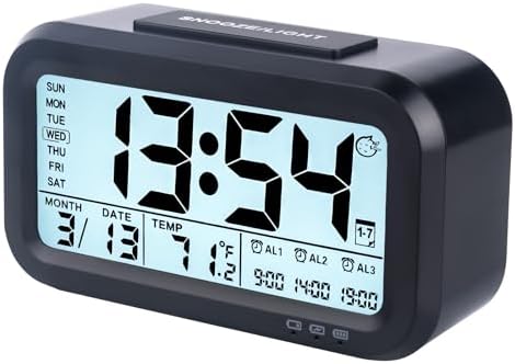Digital Alarm Clock with 43 Screen and 3 Bells for Heavy Sleepers