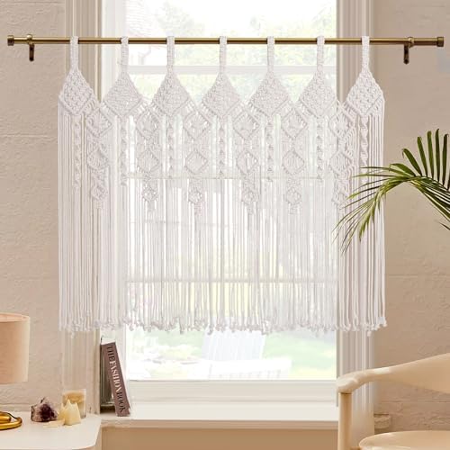 Boho Valance Macrame Curtains 31 W x 39 L