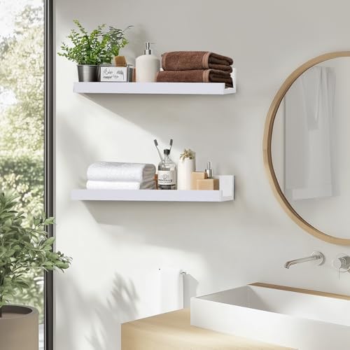 Muzilife 12 Inch Floating Wall Ledge Shelves Set of 2
