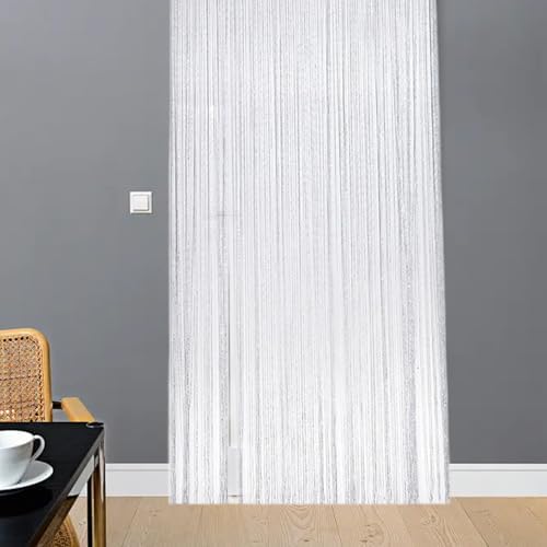 String Curtains 39x79 Inch Shiny Lightweight Polyester Doorway Curtains with Rod Pocket
