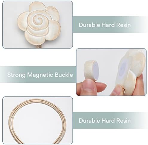 Aimou Light Small Flower Curtain Tiebacks 4 Pack Beige