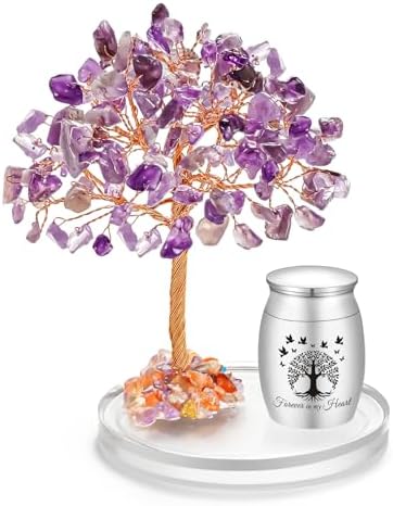 Abooxiu Mini Urn with Amethyst Crystal Tree of Life