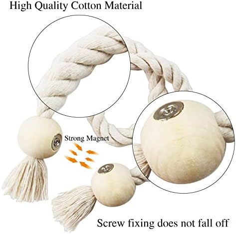 6 Pack Beige Magnetic Curtain Tiebacks with Wooden Buckle