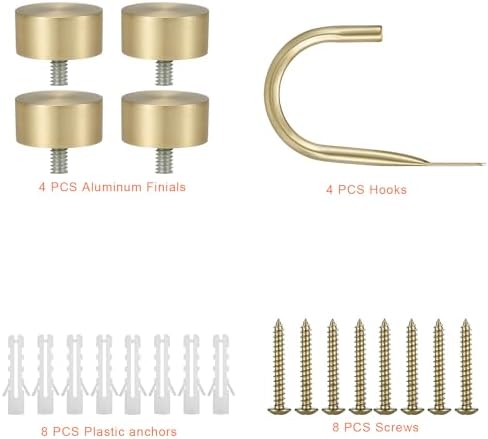 Premium Curtain Holdback with Brass Cap Finials Set of 4