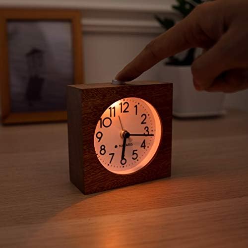 Navaris Wood Analog Alarm Clock - Dark Brown