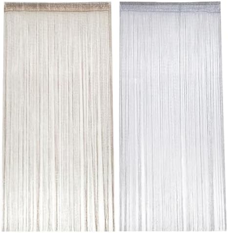 String Curtains 39x79 Inch Shiny Lightweight Polyester Doorway Curtains with Rod Pocket