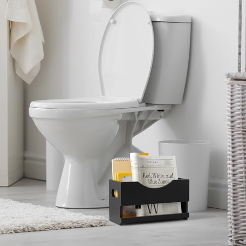 DRASTAR Black Wood Magazine Rack Floor Holder