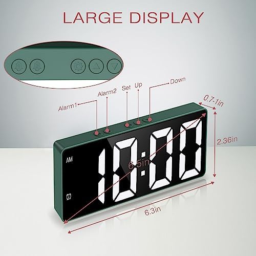 LOFICOPER 65 Inch LED Alarm Clock with Dual Alarm and Temperature Display