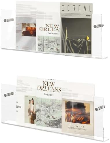 Acrylic Magazine Holder 2 Pack Clear 17 Inch Wall Mount