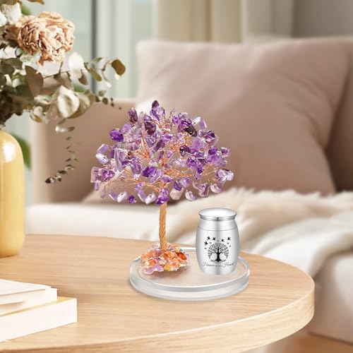 Abooxiu Mini Urn with Amethyst Crystal Tree of Life