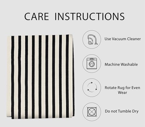 IOHOUZE Black Beige Striped Rug 2x3 Front Door Mat