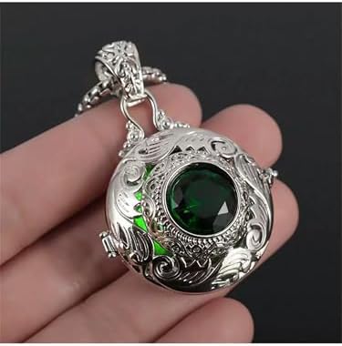 Eternal Vine Green Crystal Box Pendant Potpourri Necklace