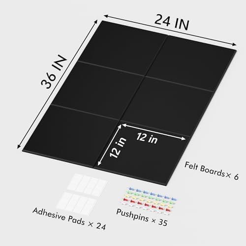 Large Cork Board Black Felt Bulletin Board 36x24 Wall Tile