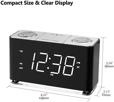 iTOMA Bluetooth Clock Radio with Dual Alarm and USB Charging