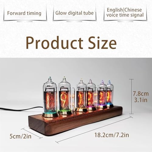 Glow Digital Tube Clock with Adjustable Brightness and Touch Control