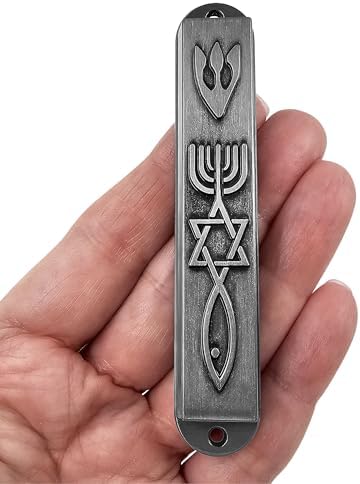 Set of 2 Pewter Mezuzah with Scroll for Door