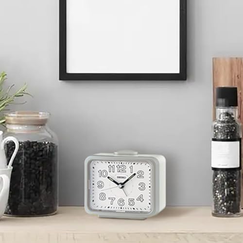 Seiko Akarui Quiet Alarm Clock 35 Inch Silver