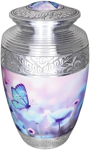 M MEILINXU Blue Butterfly Large Cremation Urn for Adult Ashes