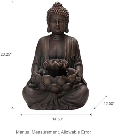 Glitzhome Zen Buddha Fountain with LED Lights