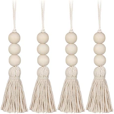 Farmhouse Wood Bead Tassel Garland