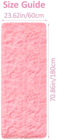 Pink Fluffy Shaggy Runner Rug for Bedroom and Hallway