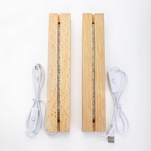 ZEERSHEE 2 Pcs Wooden LED Light Pedestal with USB Switch