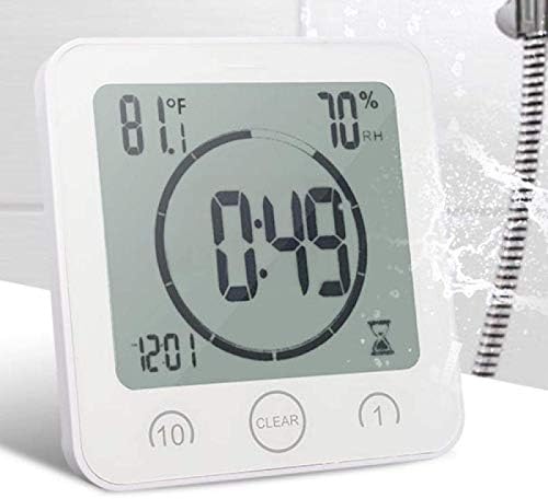 BTZHY Waterproof Digital Wall Clock with Alarm and Temperature Humidity Display