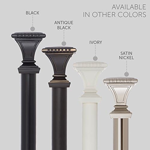 Ivilon Decorative Window Curtain Rod with Carved Square Finials