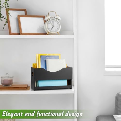 DRASTAR Black Wood Magazine Rack Floor Holder