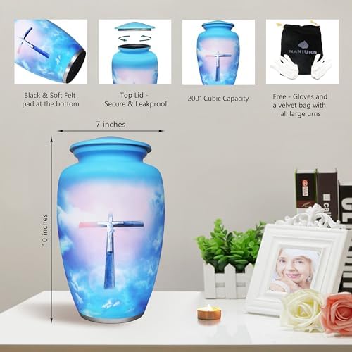 Naniurn Exquisite Handcrafted Cross Urn for Human Ashes - Large