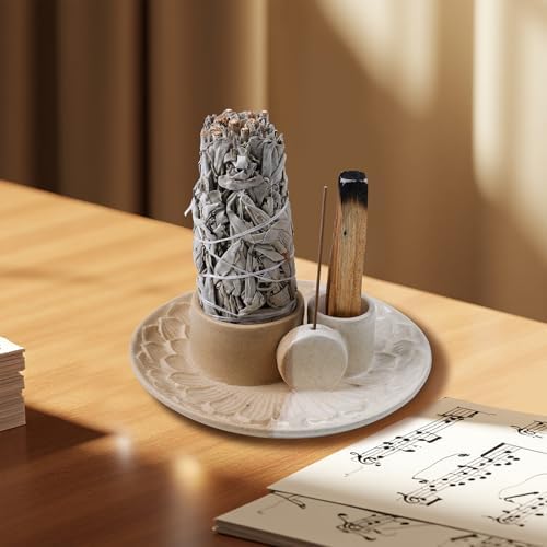 4 In 1 Incense Holder Ceramic Ash Catcher for Yoga and Meditation