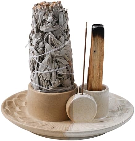 4 In 1 Incense Holder Ceramic Ash Catcher for Yoga and Meditation