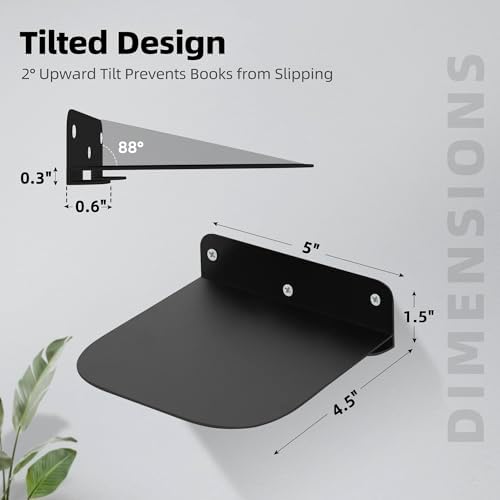 Storage Maniac Floating Book Shelves 4 Pack Black