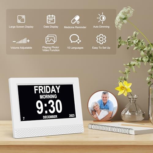 Digital Calendar Alarm Clock with 7 HD Screen
