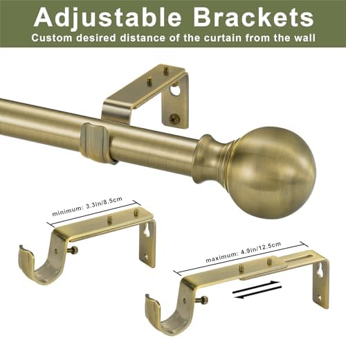 Adjustable Window Curtain Rods 36-72 Inches Antique Bronze