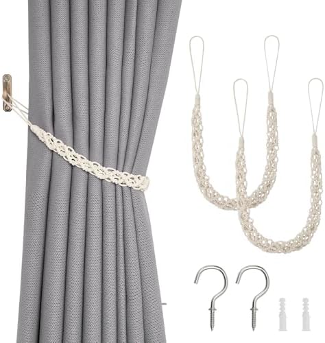 NICEEC 2 Pack Wax Rope Curtain Tiebacks
