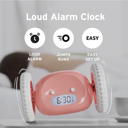 Extra Super Loud Alarm Clock with Rolling Wheels