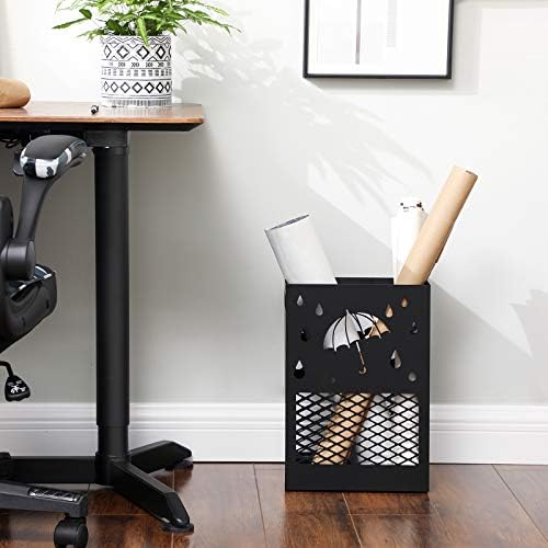 SONGMICS Metal Umbrella Stand with Drip Tray and 4 Hooks