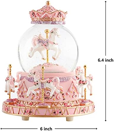 Musfunny Carousel Snow Globe Music Box with LED Lights