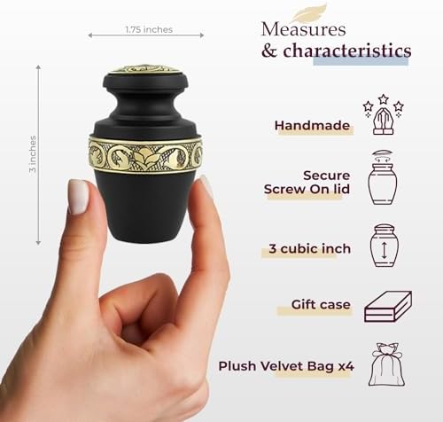 Trupoint Memorials Small Urns Set of 4 Grecian Black Gold