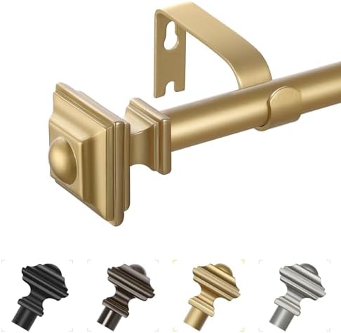 JRZOO Gold Curtain Rods 18-45 with Square Finials