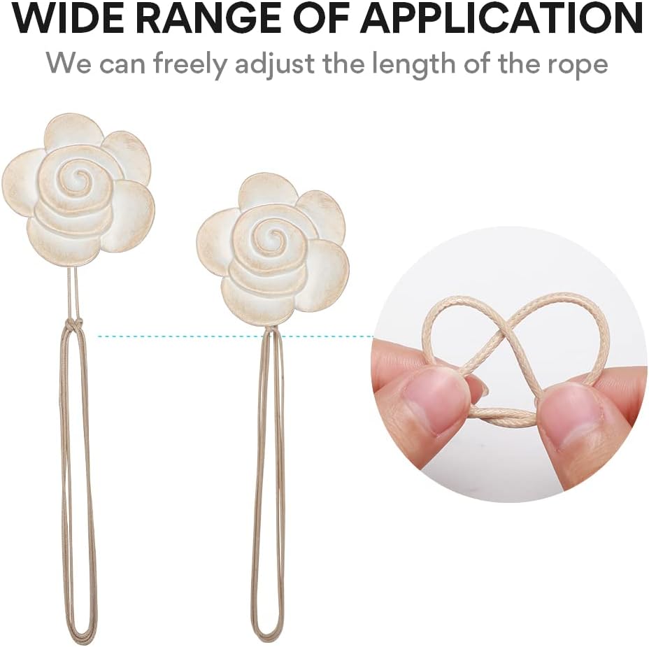 Aimou Light Small Flower Curtain Tiebacks 4 Pack Beige