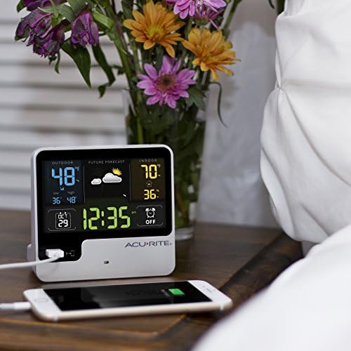 AcuRite Alarm Clock with USB Charger and Weather Forecast