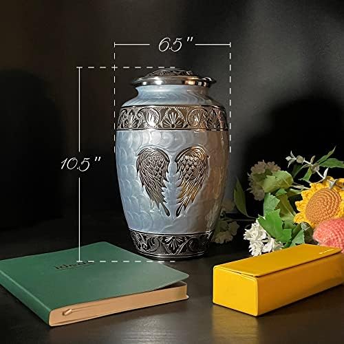 Cremation Urn with Angel Wings Design Sky Blue