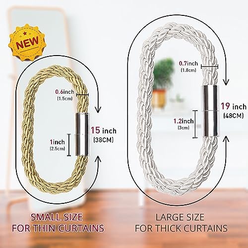 NICEEC 2 Pack Magnetic Curtain Tiebacks Modern Beige Design