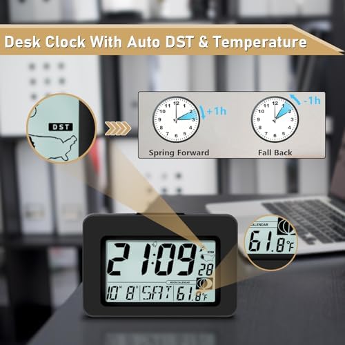 Qinyune Atomic Alarm Clock with 5s Touch Backlight